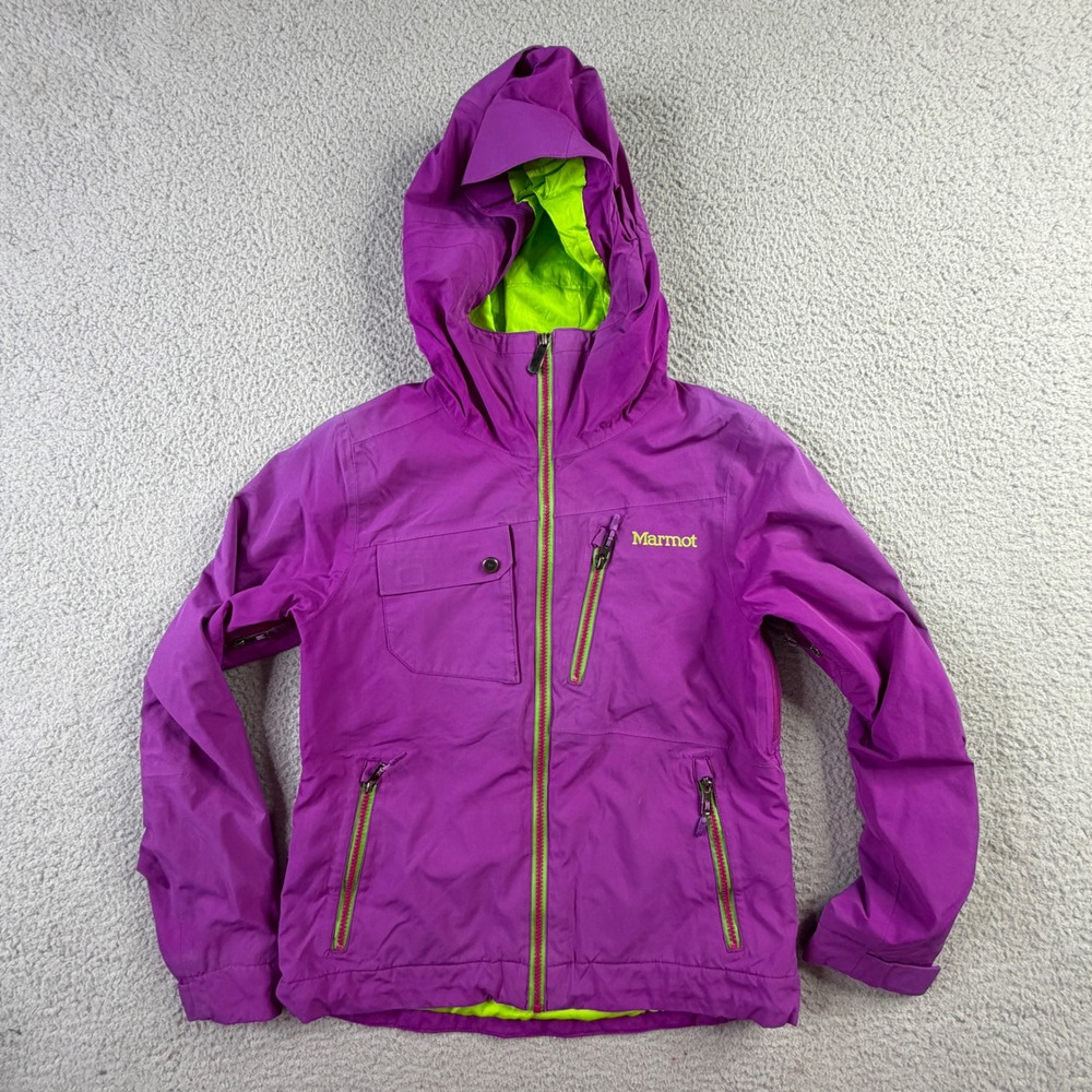 Marmot MemBrain Waterproof Hooded Ski Jacket Womens Small 90s Colors Rain Coat